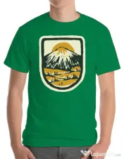 Tricou ADLER barbat Hand drawn mountains Verde mediu 