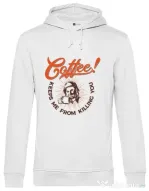 Hoodie barbat cu gluga Coffee keeps me from killing you Alb