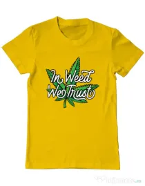 Tricou ADLER barbat In weed we trust Galben
