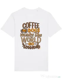 Tricou STANLEY STELLA barbat Coffee and dogs Alb