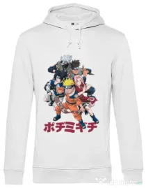 Hanorac barbat cu gluga Naruto Ninja Team Alb