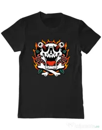 Tricou personalizat barbat Death and Flower Negru