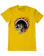 Tricou personalizat barbat Skull Biker Galben