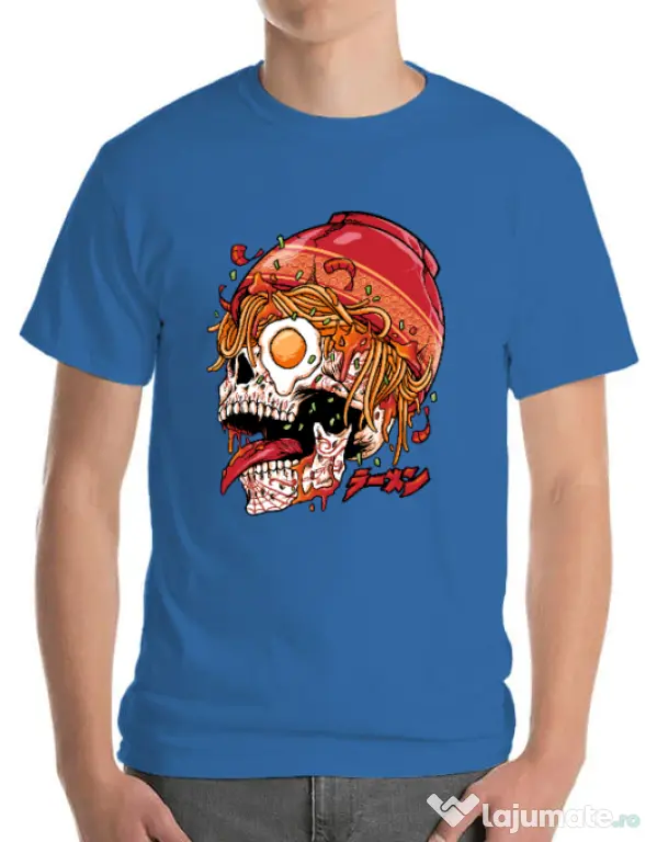 Tricou personalizat barbat spicy skull Albastru azuriu