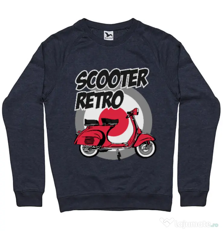 Bluza personalizata barbat SCOOTER RETRO RED COLOR Denim inchis