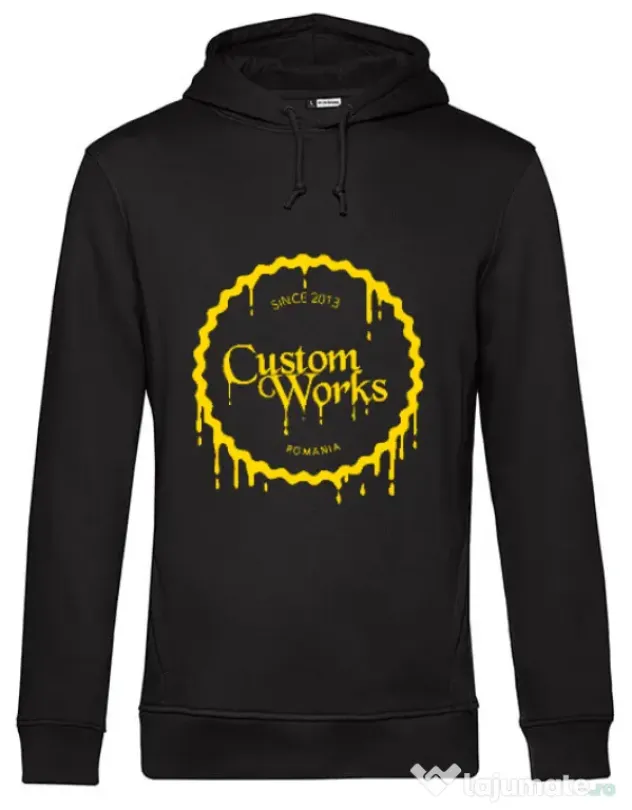 Hanorac barbat cu gluga CW Logo dark yellow Negru