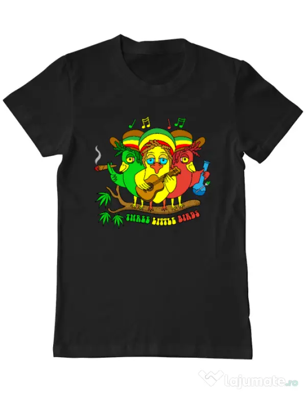 Tricou personalizat barbat Three Little Birds Negru
