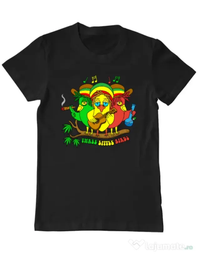 Tricou personalizat barbat Three Little Birds Negru