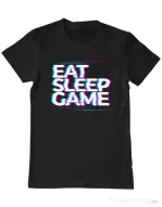 Tricou personalizat barbat Eat Sleep Game Negru