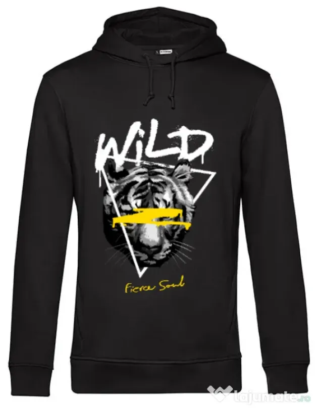 Hanorac barbat cu gluga Wild Fierce Soul Negru