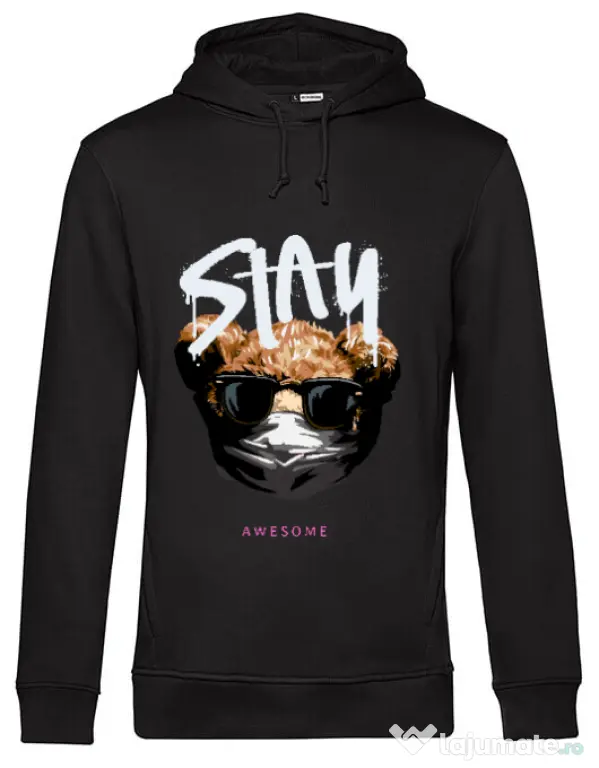 Hanorac barbat cu gluga Stay awesome Negru