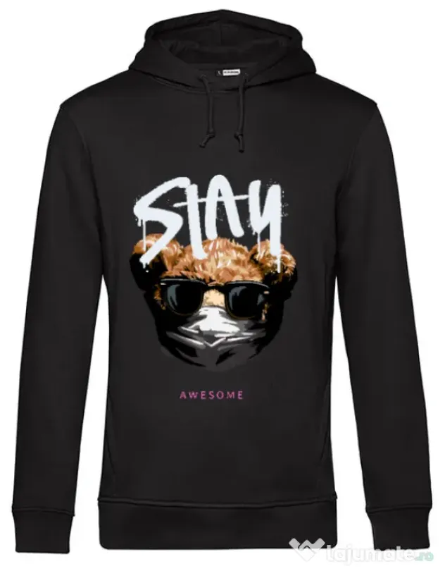Hanorac barbat cu gluga Stay awesome Negru