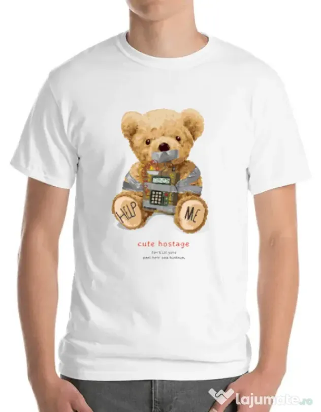 Tricou personalizat barbat Cute hostage Alb
