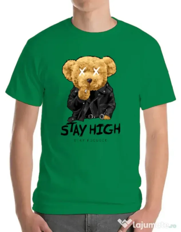 Tricou personalizat barbat Stay High Verde mediu