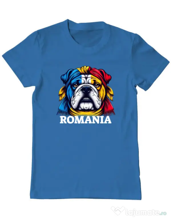 Tricou personalizat barbat BULLDOG ROMANIA Albastru azuriu