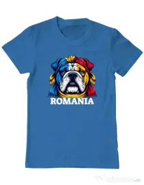 Tricou personalizat barbat BULLDOG ROMANIA Albastru azuriu