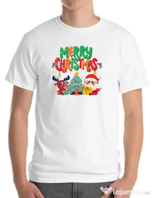 Tricou personalizat barbat Hei, prietenii mei de Crăciun! Alb