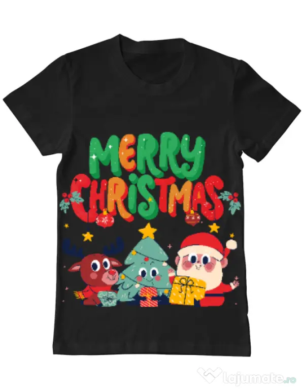 Tricou personalizat barbat oversize Hei, prietenii mei de Crăciun! Negru