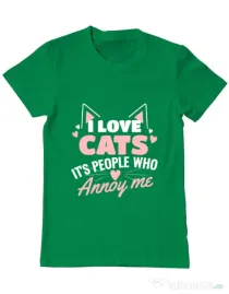 Tricou ADLER barbat I love cats Verde mediu
