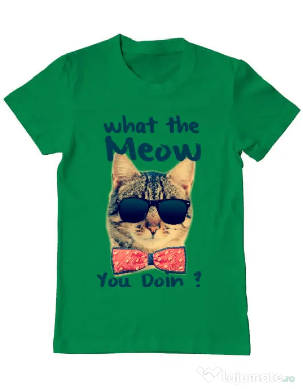 Tricou ADLER barbat What the meow Verde mediu