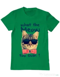 Tricou ADLER barbat What the meow Verde mediu