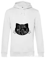 Hoodie barbat cu gluga Fucking meow Alb