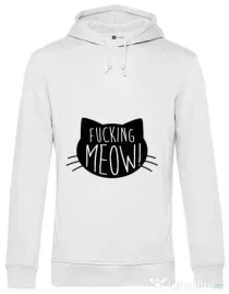 Hoodie barbat cu gluga Fucking meow Alb