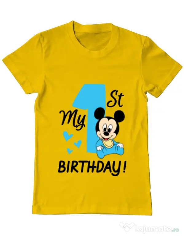 Tricou ADLER barbat My first birthday Galben