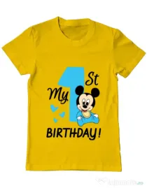 Tricou ADLER barbat My first birthday Galben