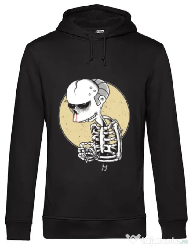 Hoodie barbat cu gluga Death of Grandfather Negru