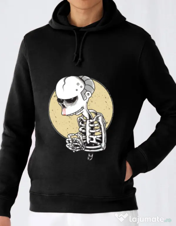 Hoodie barbat cu gluga Death of Grandfather Negru