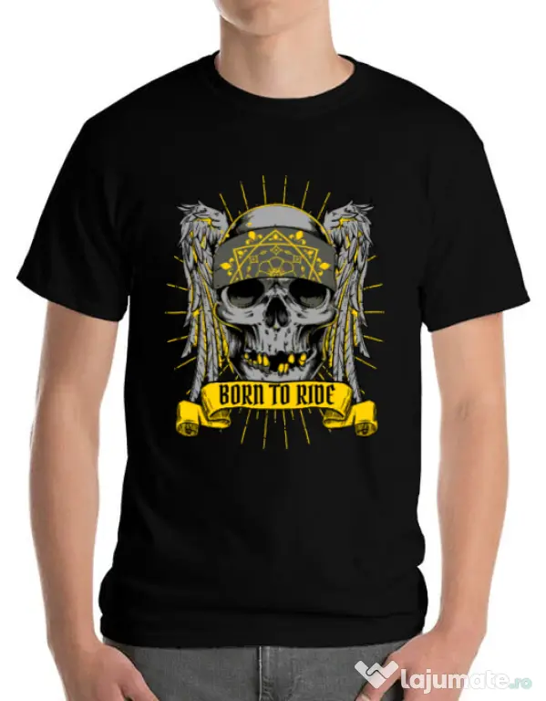 Tricou ADLER barbat Born to ride Negru