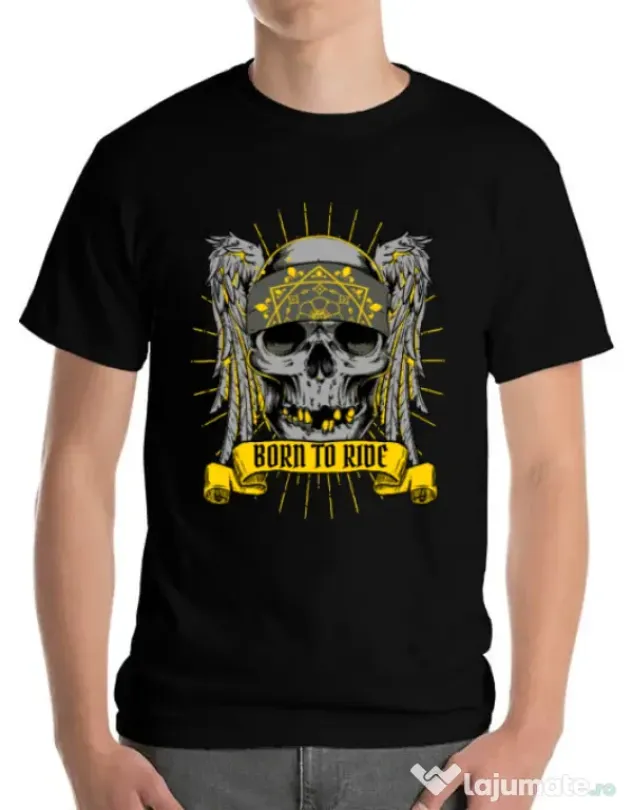 Tricou ADLER barbat Born to ride Negru