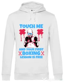 Hoodie barbat cu gluga Touch me Alb