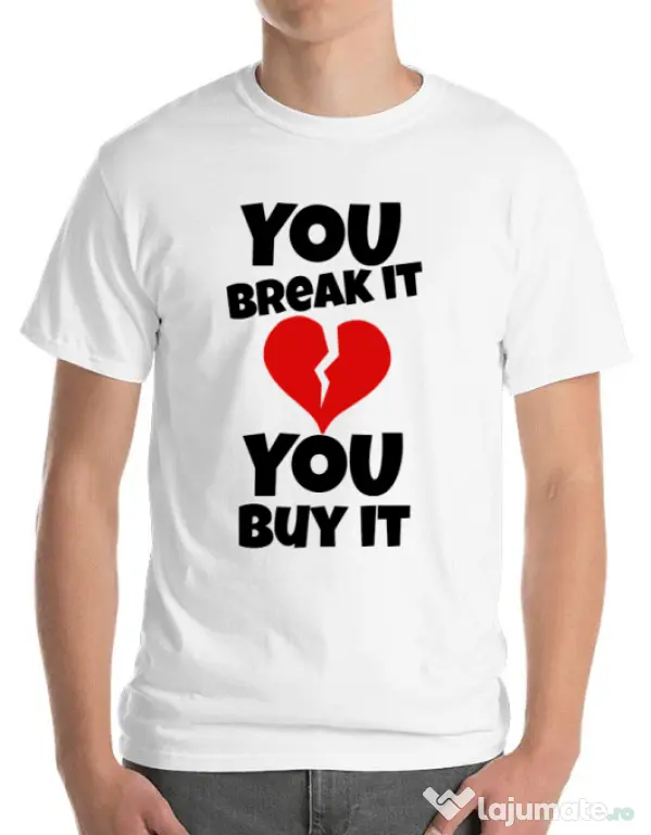 Tricou ADLER barbat You break it , you buy it Alb
