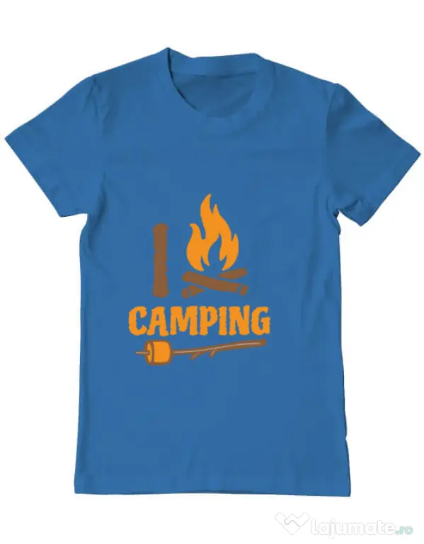 Tricou ADLER barbat I love Camping Albastru azuriu