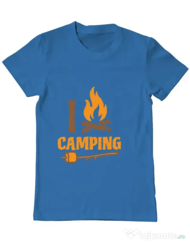 Tricou ADLER barbat I love Camping Albastru azuriu