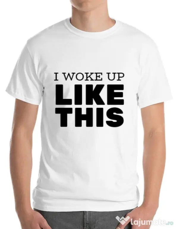Tricou ADLER barbat I woke up like this Alb