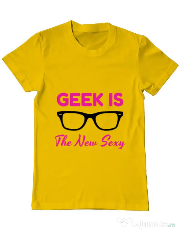 Tricou ADLER barbat Geek is the new sexy Galben