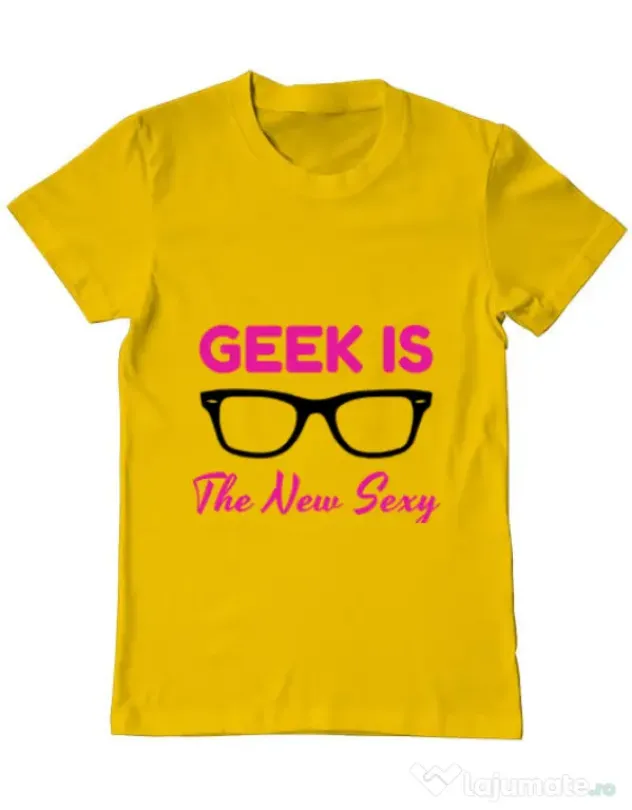Tricou ADLER barbat Geek is the new sexy Galben