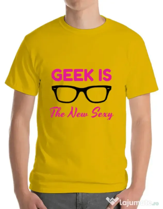 Tricou ADLER barbat Geek is the new sexy Galben