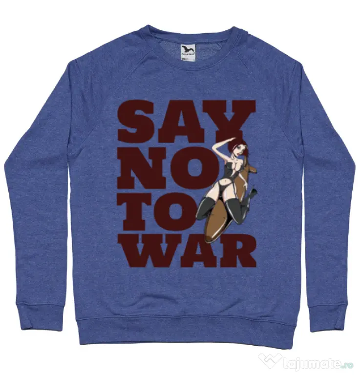 Bluza ADLER barbat Say no to war Albastru melanj