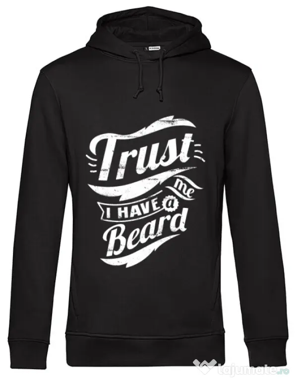 Hoodie barbat cu gluga Trust me, I have a beard Negru