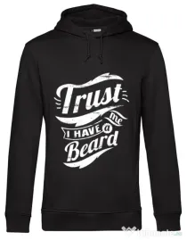 Hoodie barbat cu gluga Trust me, I have a beard Negru