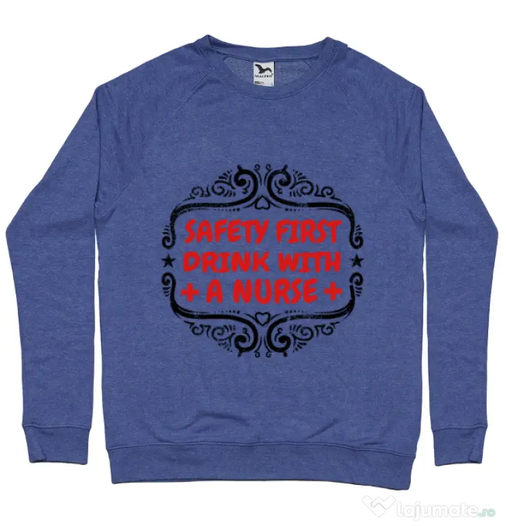 Bluza ADLER barbat Safety first drink with a nurse Albastru melanj