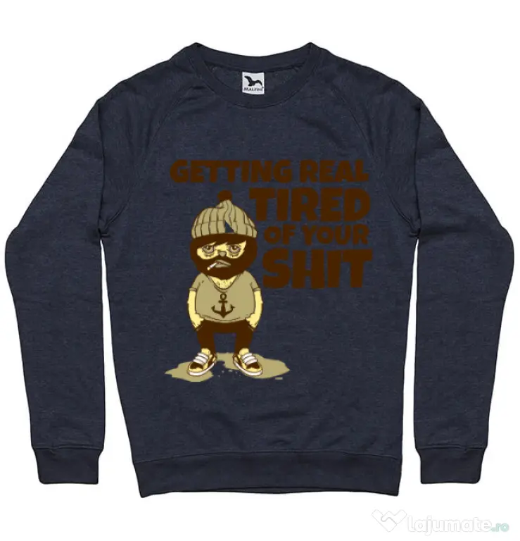 Bluza ADLER barbat Tired of your shit Denim inchis