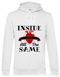Hoodie barbat cu gluga Inside we’re all the same Alb