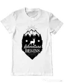 Tricou ADLER barbat Adventure Begins Alb