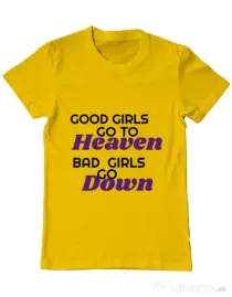 Tricou ADLER barbat Bad girls go down Galben