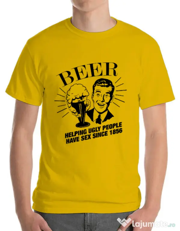 Tricou ADLER barbat Helping beer Galben